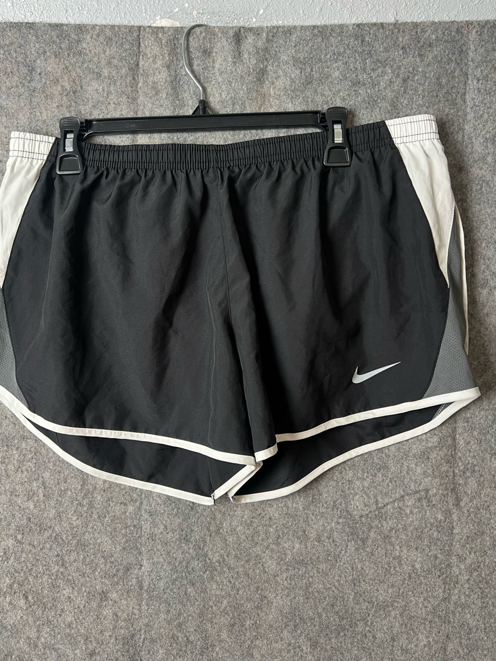 Nike Dri Fit  Women’s XL Black Athletic Shorts with White Trim and Gray Panels